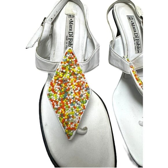 MARA DI FABIO Italian Luxury Designer Beaded Casual Summer Heels Sandals 6.5 US - Picture 2 of 6